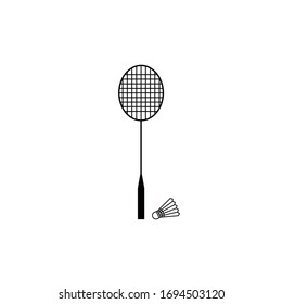 Badminton racket vector and shuttlestock art icon.
