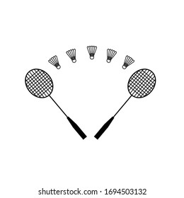 Badminton racket vector and shuttlestock art icon.

