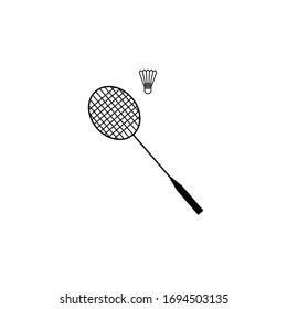 Badminton racket vector and shuttlestock art icon.

