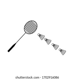Badminton racket vector and shuttlestock art icon.
