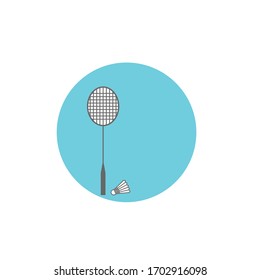 Badminton racket vector and shuttlestock art icon.
