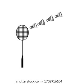Badminton racket vector and shuttlestock art icon.
