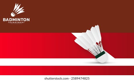 Badminton racket with white badminton shuttlecock background, badminton court indoor badminton sports wallpaper with copy space , illustration Vector EPS 10