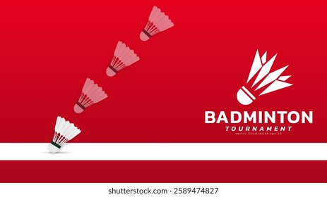 Badminton racket with white badminton shuttlecock background, badminton court indoor badminton sports wallpaper with copy space , illustration Vector EPS 10