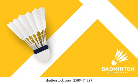 Badminton racket with white badminton shuttlecock background, badminton court indoor badminton sports wallpaper with copy space , illustration Vector EPS 10