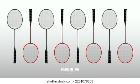 Badminton racket with white badminton shuttlecock , court indoor badminton sports wallpaper with copy space for text  ,  illustration Vector EPS 10