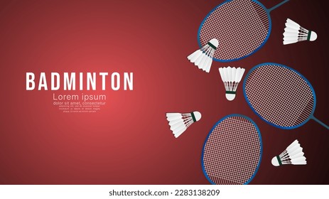 Badminton racket with white badminton shuttlecock  , Simple flat design style  ,Illustrations for use in online sporting events ,  illustration Vector EPS 10