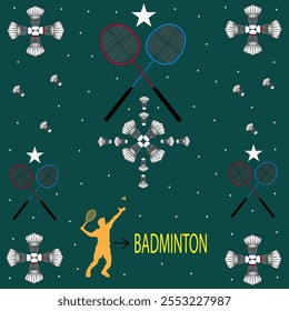 Badminton Rackets A Colorful Array Ready for Action vector art.