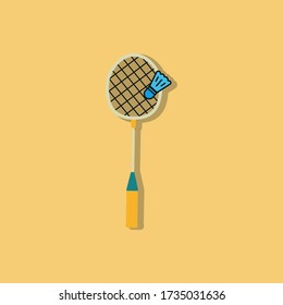 Badminton rackets flat icon and shuttlecock. Design template vector