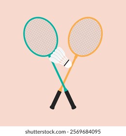 badminton rackets and shuttlecock illustration