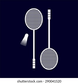Badminton rackets and shuttlecock vector icon silhouette . Sport design elements
