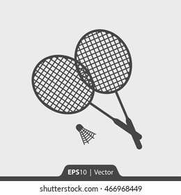 Badminton rackets with shuttlecock vector icon for web