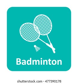 Badminton rackets with shuttlecock vector icon for web