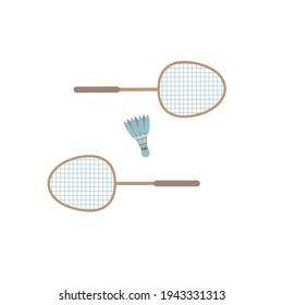 Badminton rackets and shuttlecock. Vector illustration
