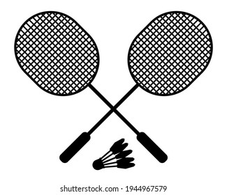 Badminton rackets and shuttlecock. Vector illustration isolated on white background