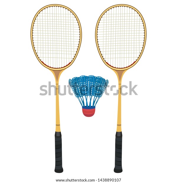 Badminton Rackets Shuttlecock Vector Illustration Isolated Stock Vector ...