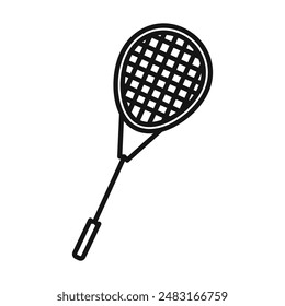 Badminton racquet icon Black line art vector