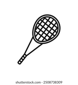 Badminton racquet icon Black line art vector logo