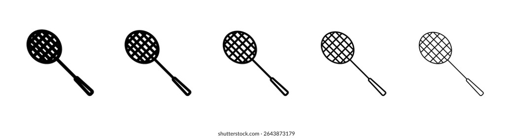 Badminton racquet icon black and white vector sign