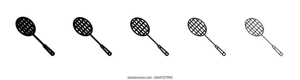 Badminton racquet icon flat illustration set logo