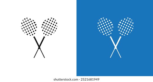 Badminton racquet icon Flat vector set outline