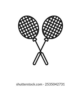 Badminton racquet icon Isolated flat vector in outline