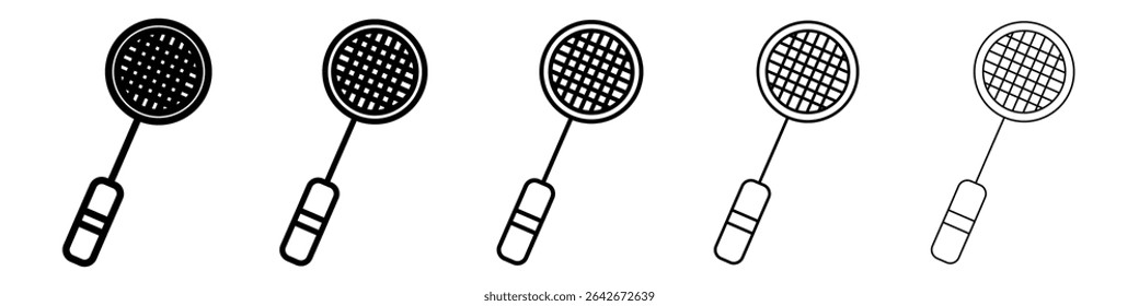 Badminton racquet icon isolated vector on white background set