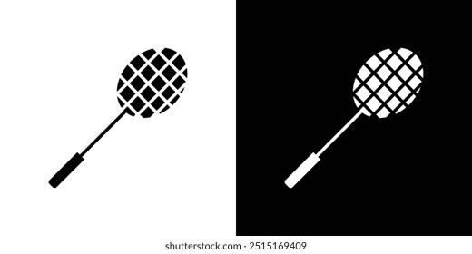 Badminton racquet icon Outline sign symbol set