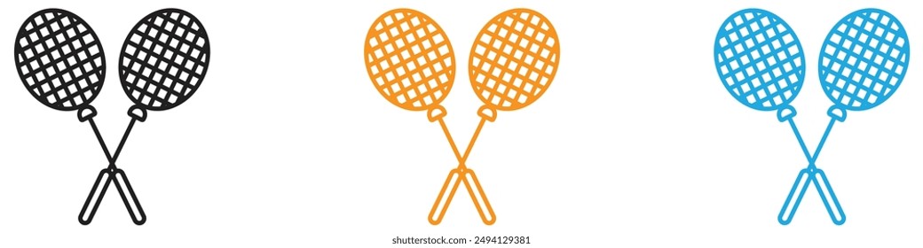 Badminton racquet icon vector logo set collection for web app ui