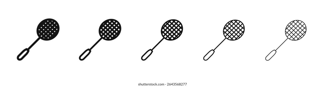 Badminton racquet icon vector outline set illustration sign
