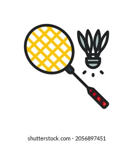 Badminton racquet, sport filled outline icons. Vector illustration. Editable stroke. Isolated icon suitable for web, infographics, interface and apps.