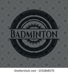 Badminton realistic black emblem. Vector Illustration. Detailed.