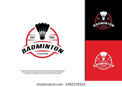 Badminton round badge logo design.