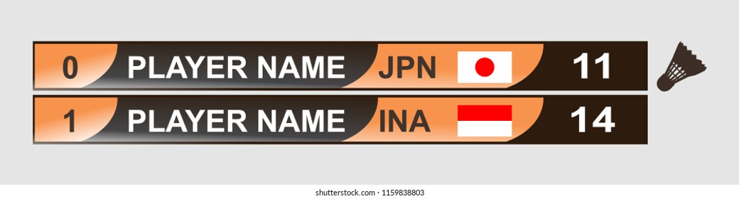 Badminton scoreboard vector illustration for broadcast graphic