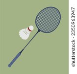Badminton set with racket and shuttlecock illustration vector design