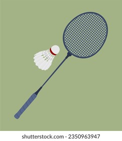 Badminton set with racket and shuttlecock illustration vector design