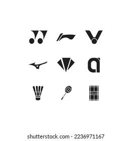 badminton set vector illustration on white background. flat design 