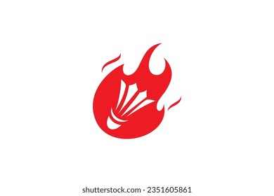 Badminton shuttle cock logo design with fire combination