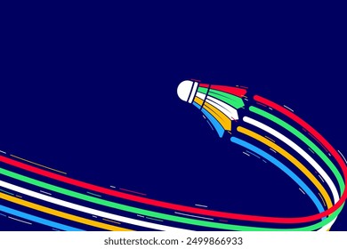 Badminton shuttlecock background with colorful lines. Dynamic and vibrant sport vector illustration
