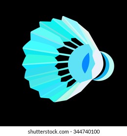 Badminton shuttlecock or badminton ball. Polygonal geometric badminton shuttlecock. Vector illustration  