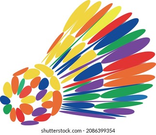 Badminton shuttlecock or badminton ball in polygonal style
