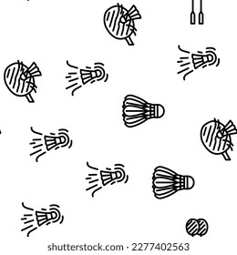 badminton shuttlecock competition vector seamless pattern thin line illustration
