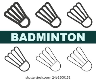 Badminton shuttlecock of different line thickness. Vector badminton. EPS 10.