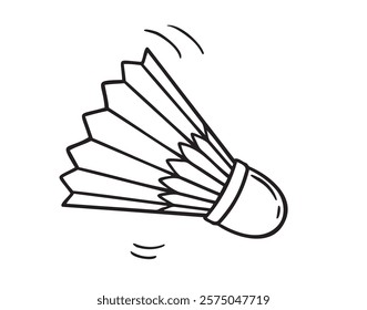 badminton shuttlecock doodle hand drawn icon. Outline drawing badminton shuttlecock line clipart symbol. Vector illustration