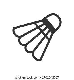 Badminton shuttlecock in a flat style. Vector line icon isolated on white background. Sports logo concept. Activity design template for website, mobile app, print. Shuttle vector stock illustration.