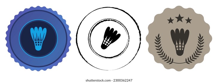 Badminton shuttlecock game sport medal championship winner bronze badges circle shape