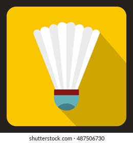 Badminton shuttlecock icon in flat style with long shadow. Game symbol vector illustration