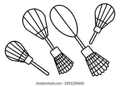 Badminton shuttlecock line art unique illustration