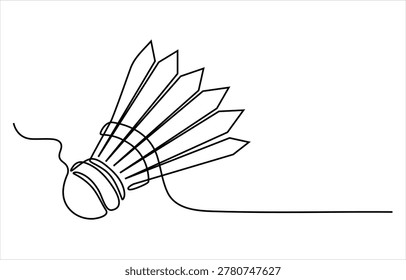 Badminton shuttlecock line art vector illustration minimalist continuous drawing sports and motion concept design