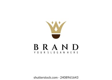 Badminton shuttlecock logo design with elegant crown concept flat vector style combination